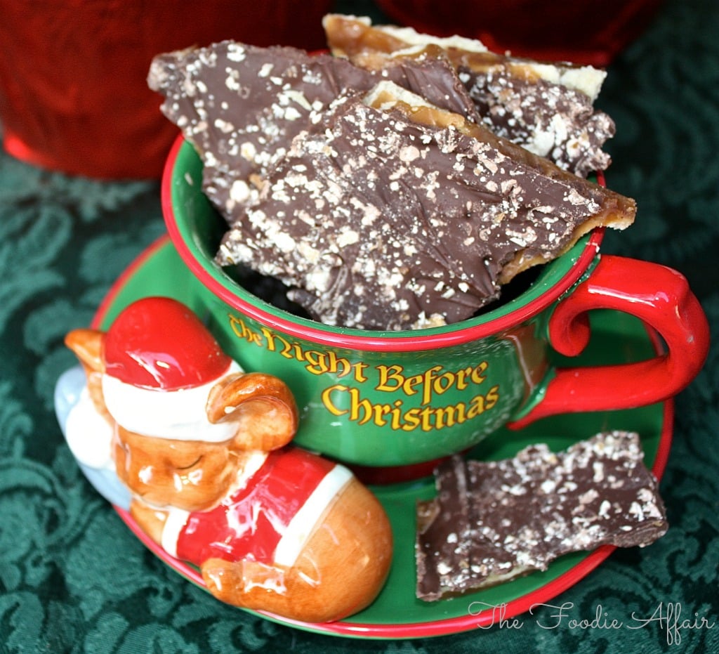 Butter Brickle cookies in a Christmas cup