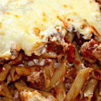 Close up shot of pasta in a pot recipe