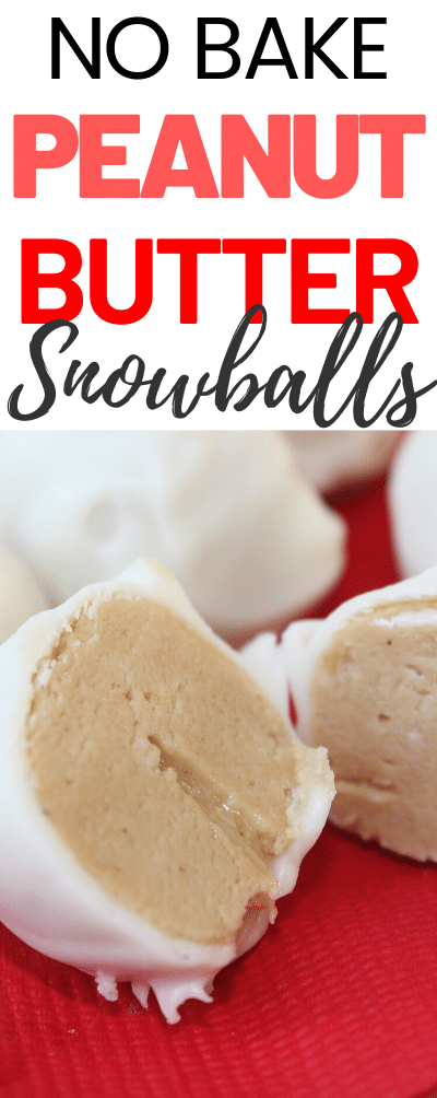 Peanut Butter Snowballs, a creamy treat dipped in white chocolate! No-baking required and just four ingredients are needed. An easy treat to make with kids! #nobake #holidaybaking #peanutbutter #treat #whatkidslove #cookingwithkids #thefoodieaffair