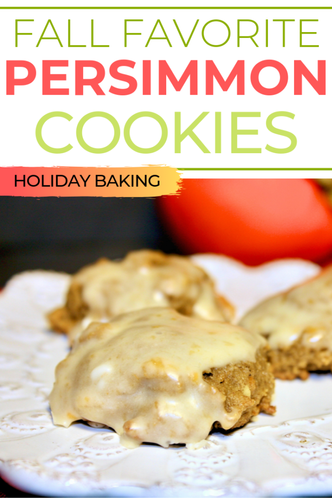 Fall favorite persimmon cookies made with fresh pulp and and spices like cinnamon, cloves, and nutmeg. The trio fills your house with the aroma of the holidays! #cookies #persimmon #holidaybaking #baking #Christmas #thefoodieaffair