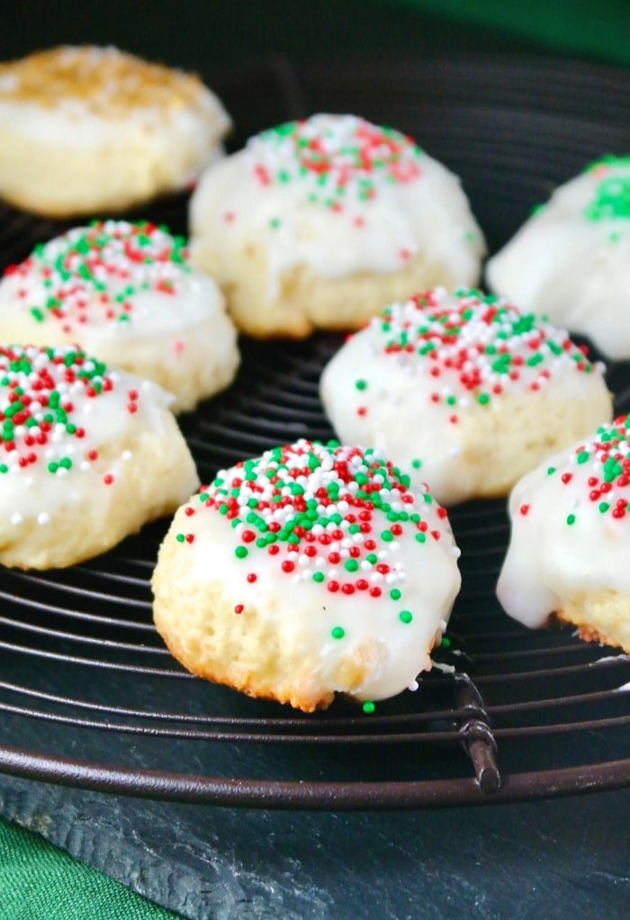 Ricotta Italian cookies on a baking rack