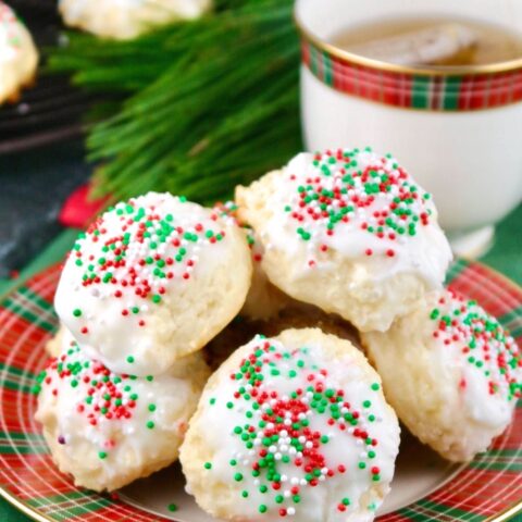 Italian ricotta cookies on a holiday plate