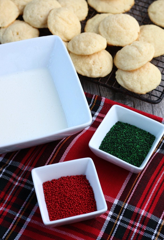 This image shows the finished ricotta cookies recipe, the cookies are ready to be iced and decorated. 