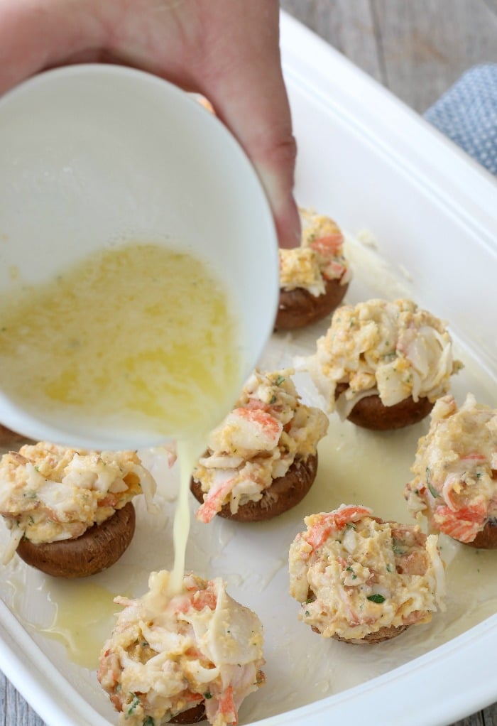 When learning how to make stuffed mushrooms you have to include the butter drizzle like this! 