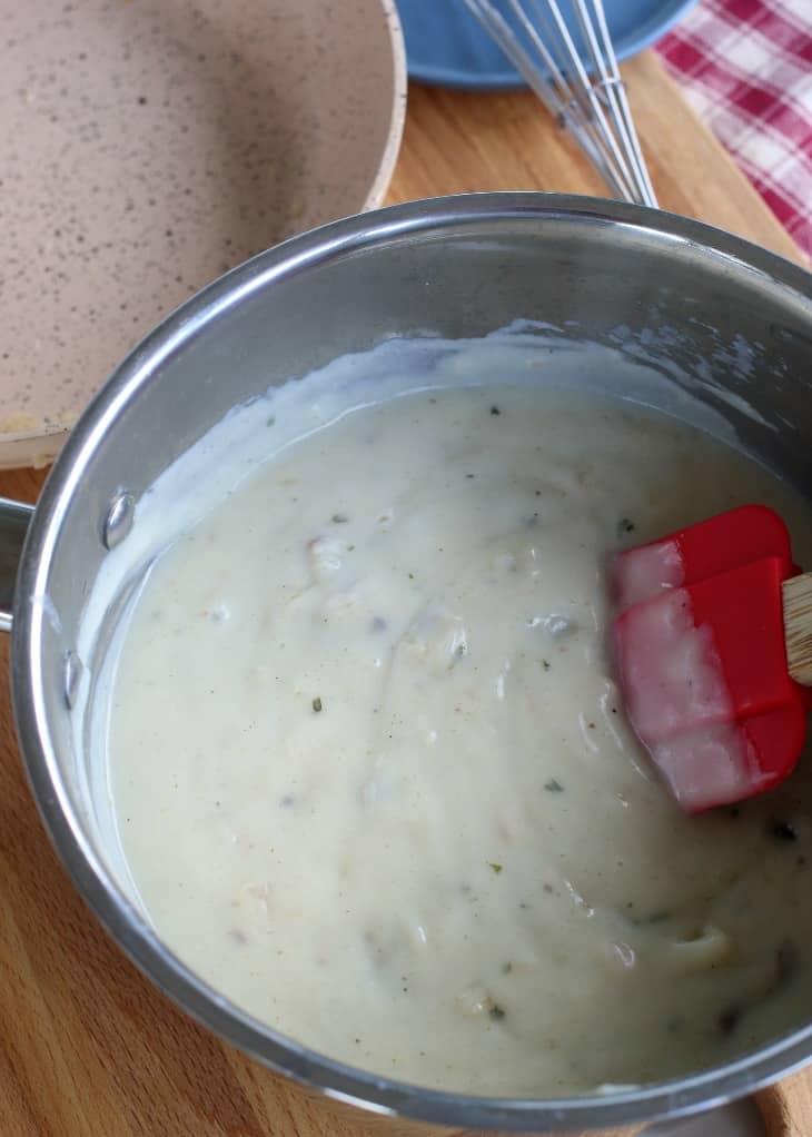 Finished homemade cream of mushroom soup.