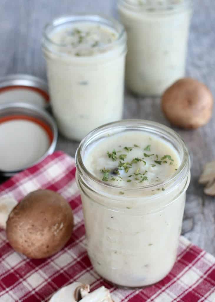 Homemade cream of mushroom soup for using in your recipes.