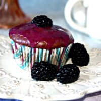 Blackberry Yogurt Muffins on a white plate