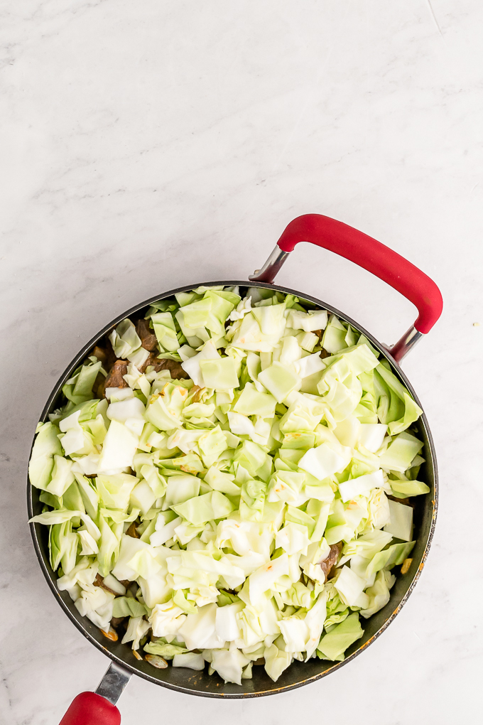 Cabbage added to meat filling for hand pies. 