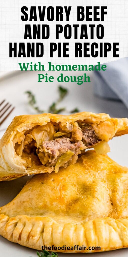 Homemade meat hand pies are hearty and delicious mix of beef and potatoes with shredded cabbage. #MeatPie #Pasty #ComfortFood #Dinner