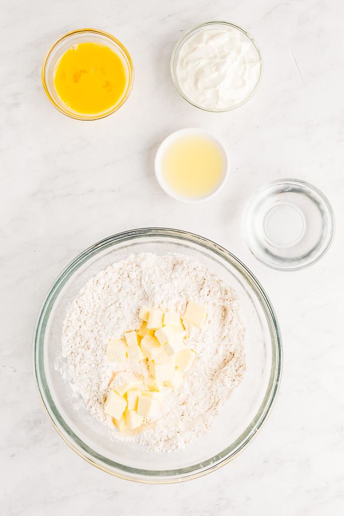 Ingredients to make pastry dough.