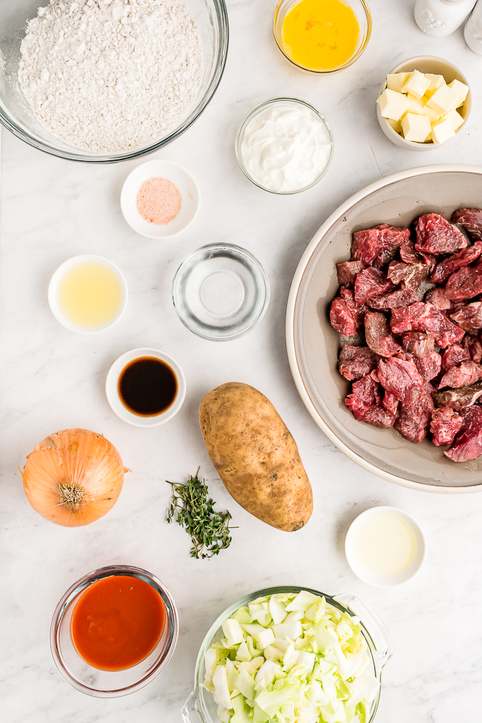 Ingredients to make homemade meat pies. 