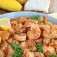 BBQ Shrimp New Orleans Style with a squeeze of fresh lemon juice.