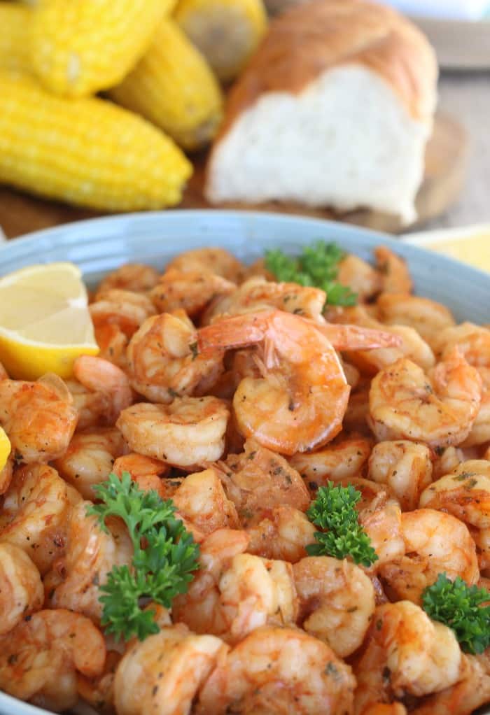 BBQ Shrimp New Orleans Style with a squeeze of fresh lemon juice.