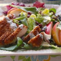 Garden Salad with Chicken on a white luncheon plate