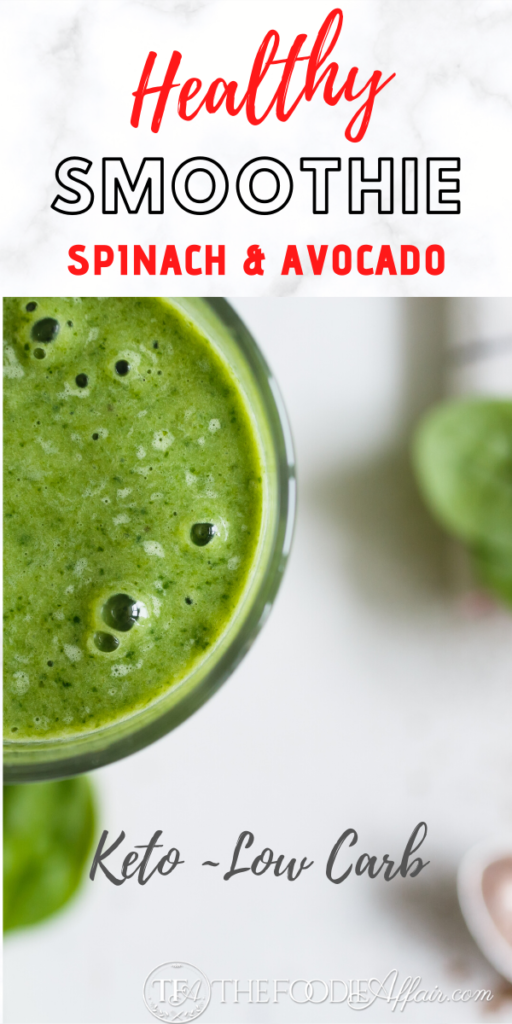 Creamy & filling Spinach and Avocado Smoothie with peppermint extract tastes like a healthy Shamrock Shake. Add protein powder for a full meal replacement. #smoothie #superfoods #spinach #stpatricksday #greensmoothie