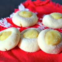 Lemon Thumbprint Cookies on a red napkin