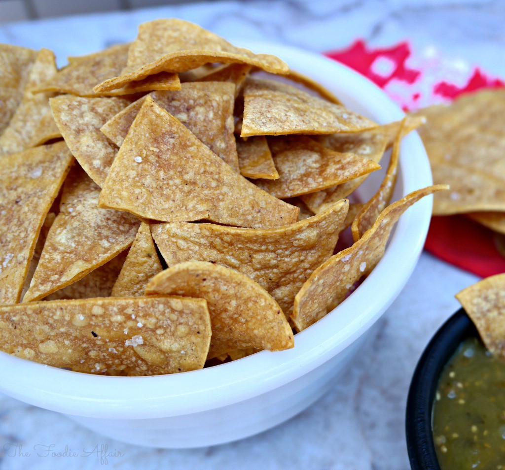 Baked Tortilla Chips for tomatillo salsa verde