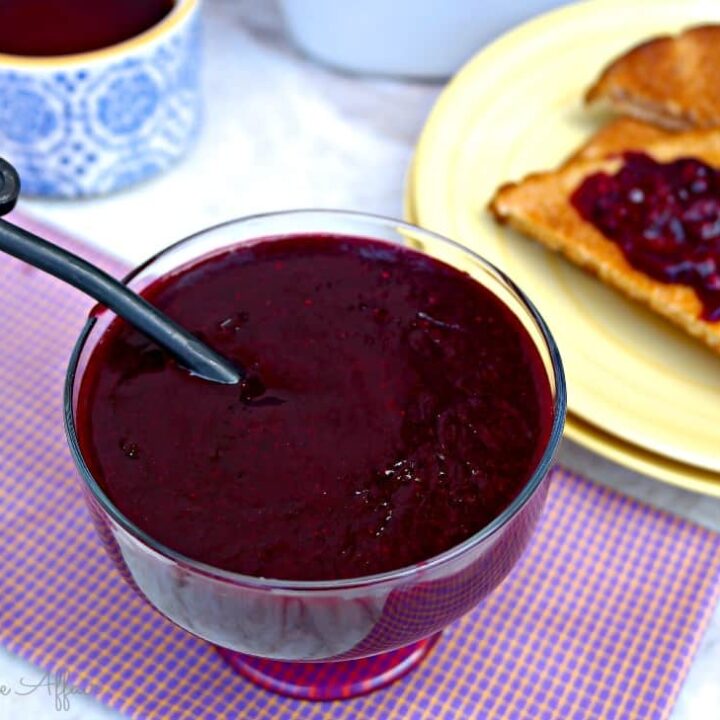 Homemade berry sauce made with three different fresh fruits