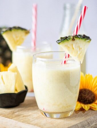 Homemade protein smoothie with pineapple