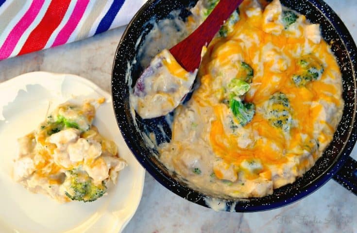 Cheese Chicken and Broccoli Casserole without canned soup #skillet #recipe #cheese | www.thefoodieaffair.com