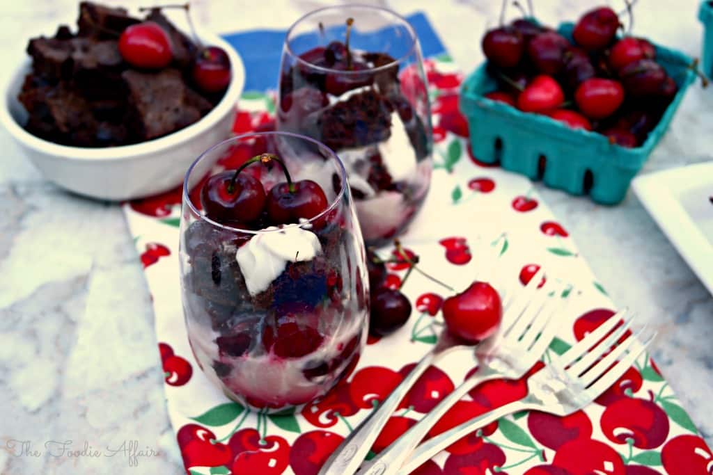 Individual Brownie Cherry Trifle - The Foodie Affair
