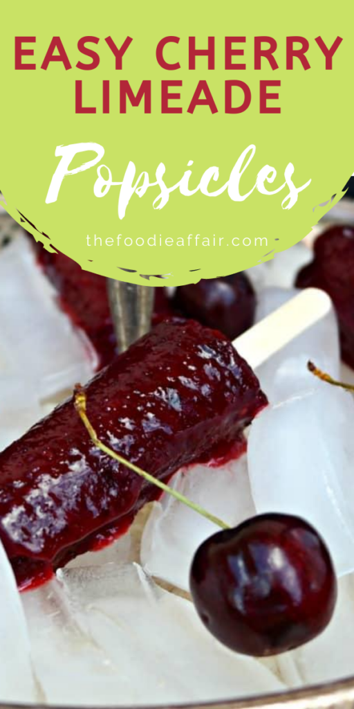 Homemade fresh cherry popsicles with lime. Refreshing and delicious. Serve in sparkling wine for an extra special treat. 