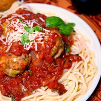 Turkey meatballs over pasta