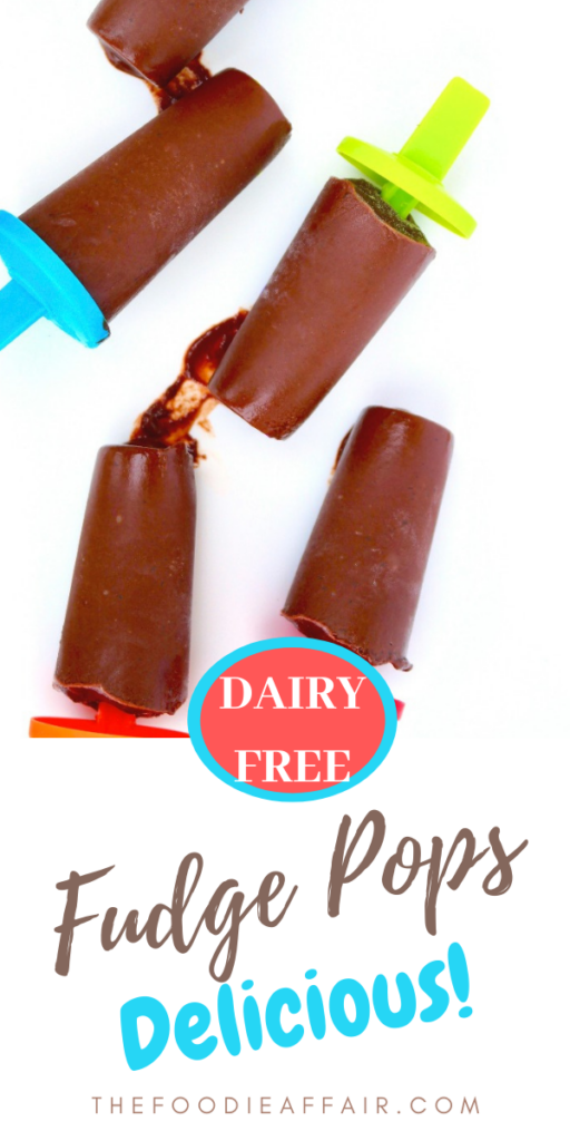 Rich and delicious fudge pop hits the sweet tooth spot when you want a creamy rich chocolate treat! This dairy free recipe is made with almond milk and can easily be adapted to your favorite milk variety. Enjoy all year long. #icecream #dessertrecipe