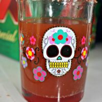 Michelada Recipe in a colorful glass with a skull