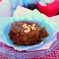 Peanut Butter Banana Muffins on a clear plate