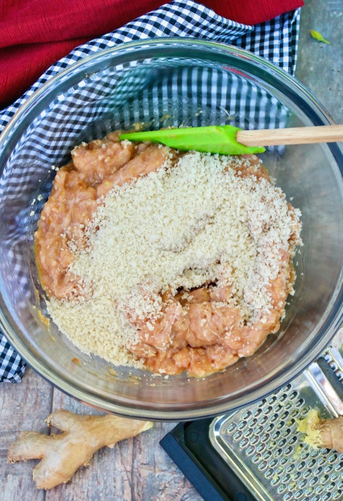 Add panko flakes to ground turkey mixture. 