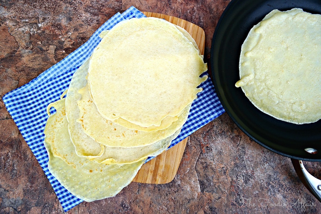 cooked French thin pancakes from basic crepe recipe