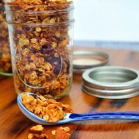 Homemade granola recipe in a mason jar