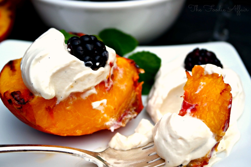 Grilled Peaches and Yogurt Cream - The Foodie Affair