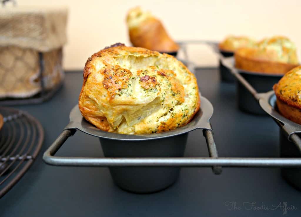 Parmesan Popovers in a muffin pan right out of the oven