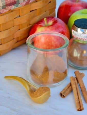 apple spice mix in a clear jar