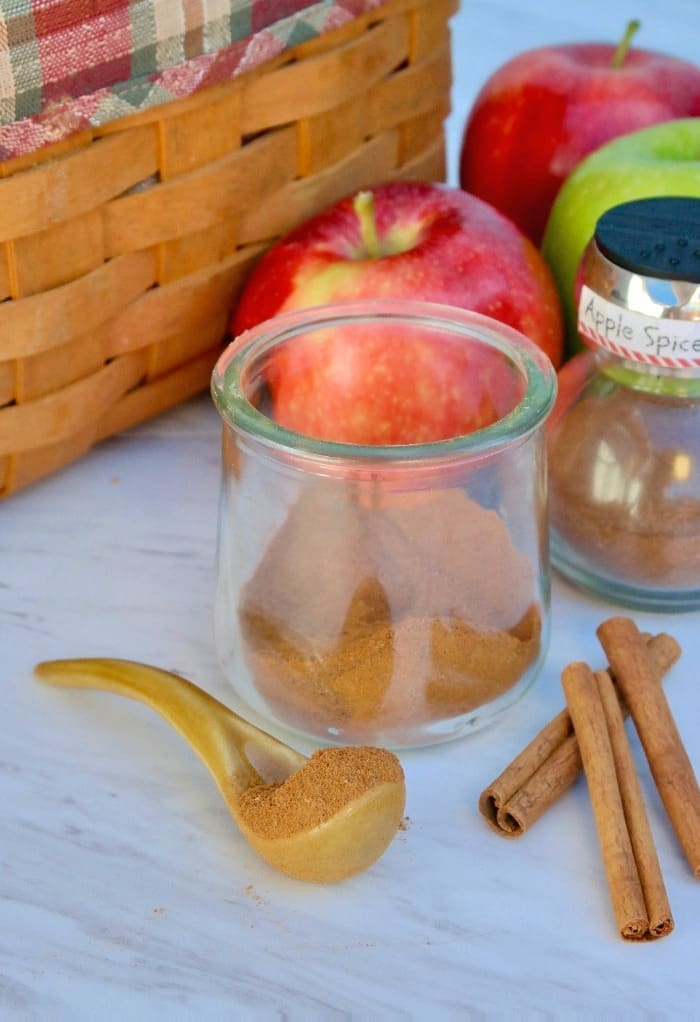 apple spice mix in a clear jar