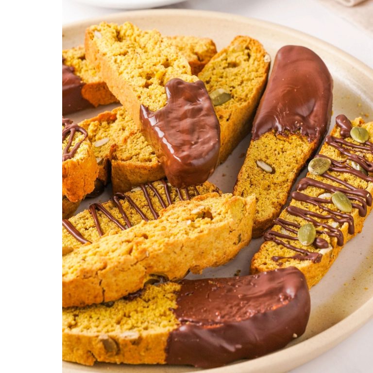 Easy Pumpkin Biscotti Dipped in Chocolate