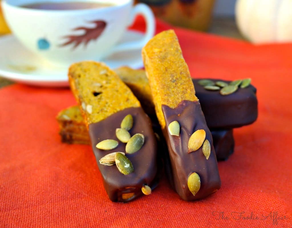 Pumpkin Biscotti Dipped in Chocolate