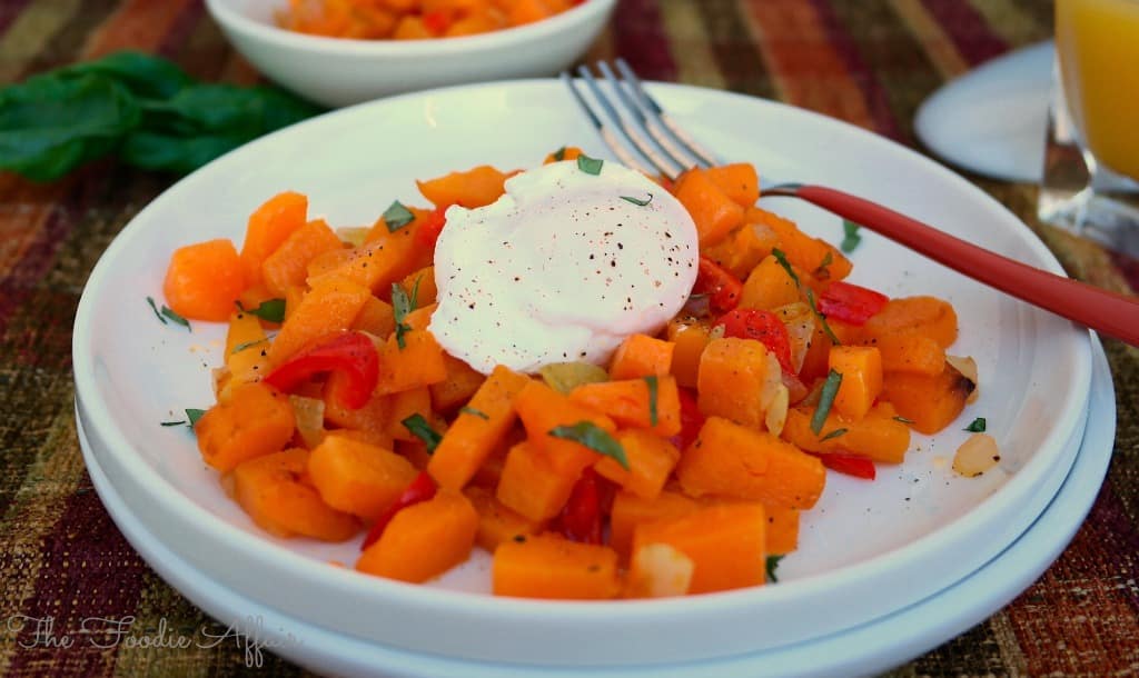 Butternut Squash Hash with Poached Eggs - The Foodie Affair
