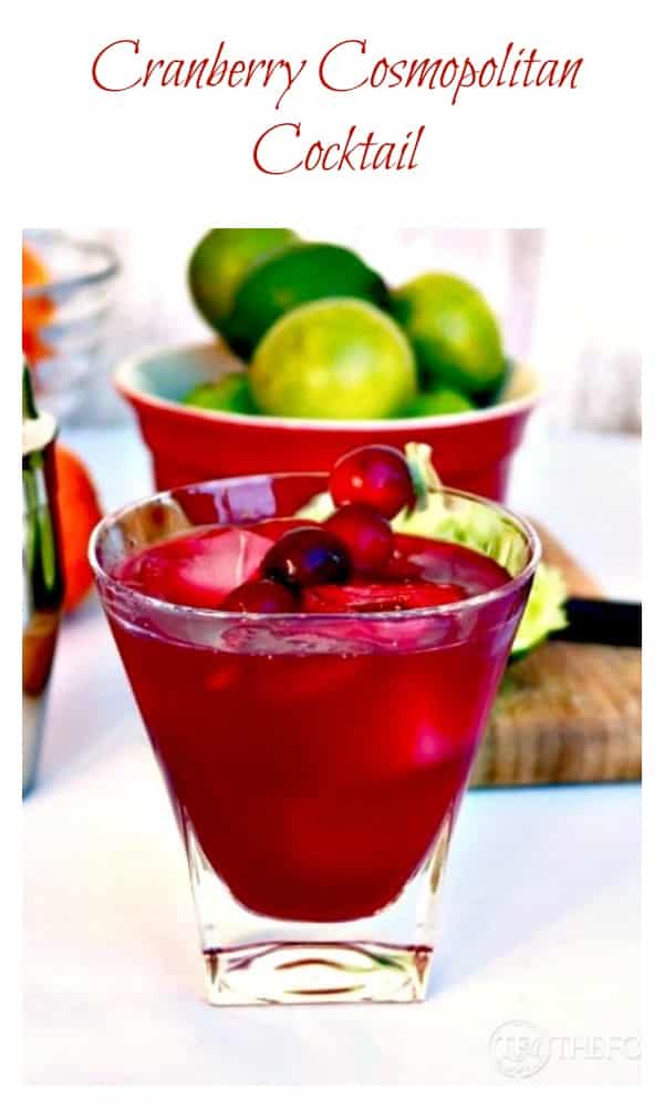 This Cranberry Cosmopolitan Cocktail is made with fresh cranberries and orange peel mix and infused with vodka for a couple of days. This combination would be a delicious cocktail holiday gift! Attach the cosmo recipe and a nice ribbon on the jar or bottle! The Foodie Affair