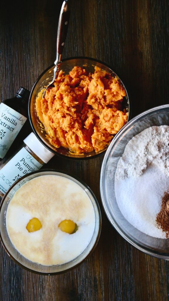 Ingredients for sweet potato cake recipe