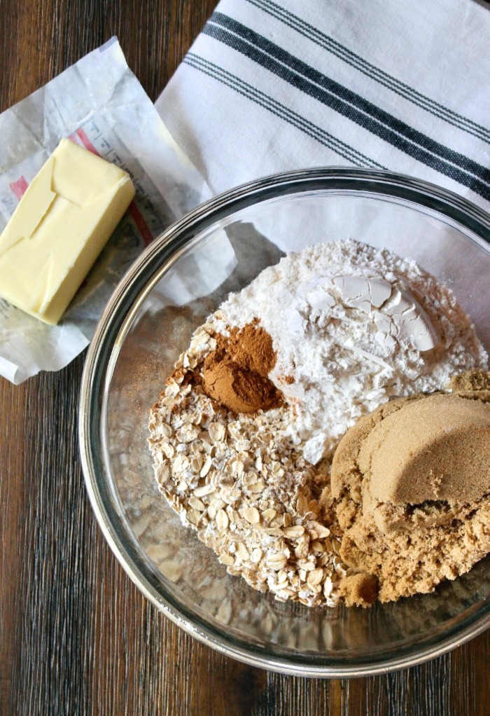 Ingredients for crumble on top of a coffee cake