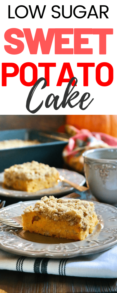 Tender Sweet Potato Coffee Cake with a oatmeal and brown sugar topping makes a wonderful morning snack or evening dessert! #cake #sweetpotato #crumble #coffeecake #lowsugar #brunch #baking #thefoodieaffair