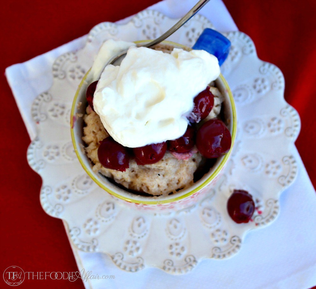 Cherry Almond Mug Cake - The Foodie Affair