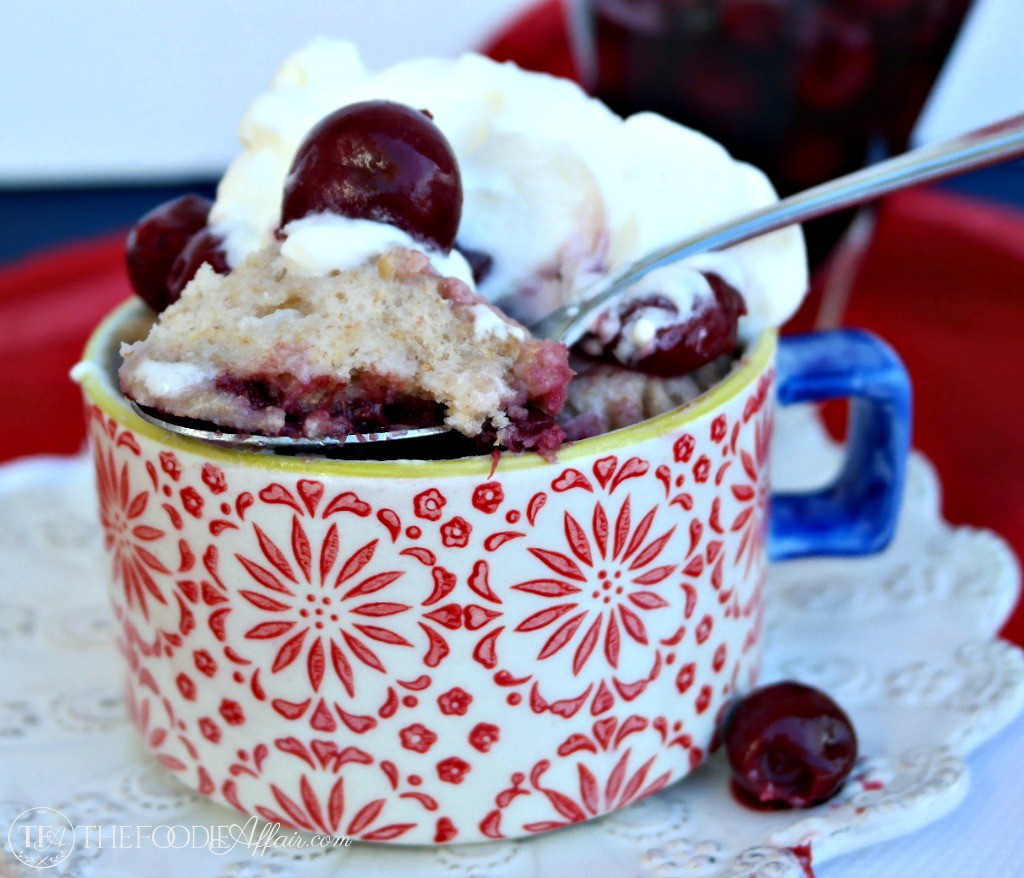 Cherry Almond Mug Cake - The Foodie Affair