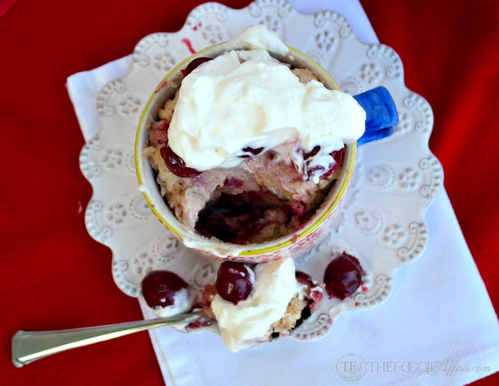 Cherry Almond Mug Cake - The Foodie Affair