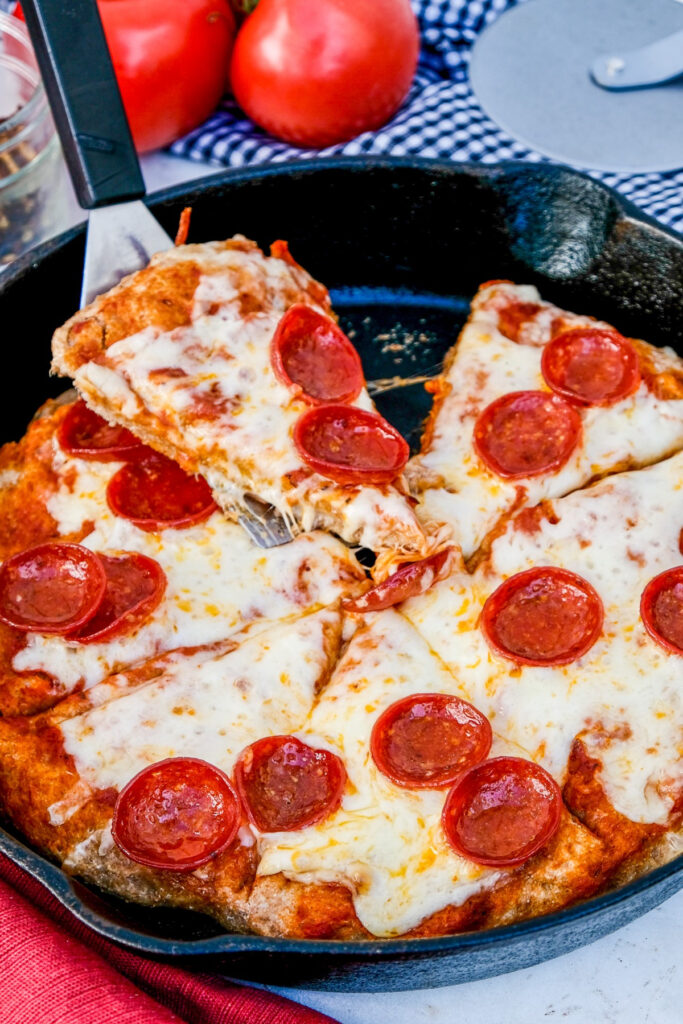 Cast Iron Skillet Pizza with Greek Yogurt Pizza Dough