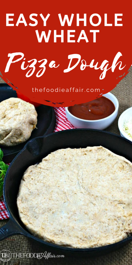 This no fuss whole wheat pizza dough will be your go-to pizza for those midweek cravings. Top with all your favorite ingredients.