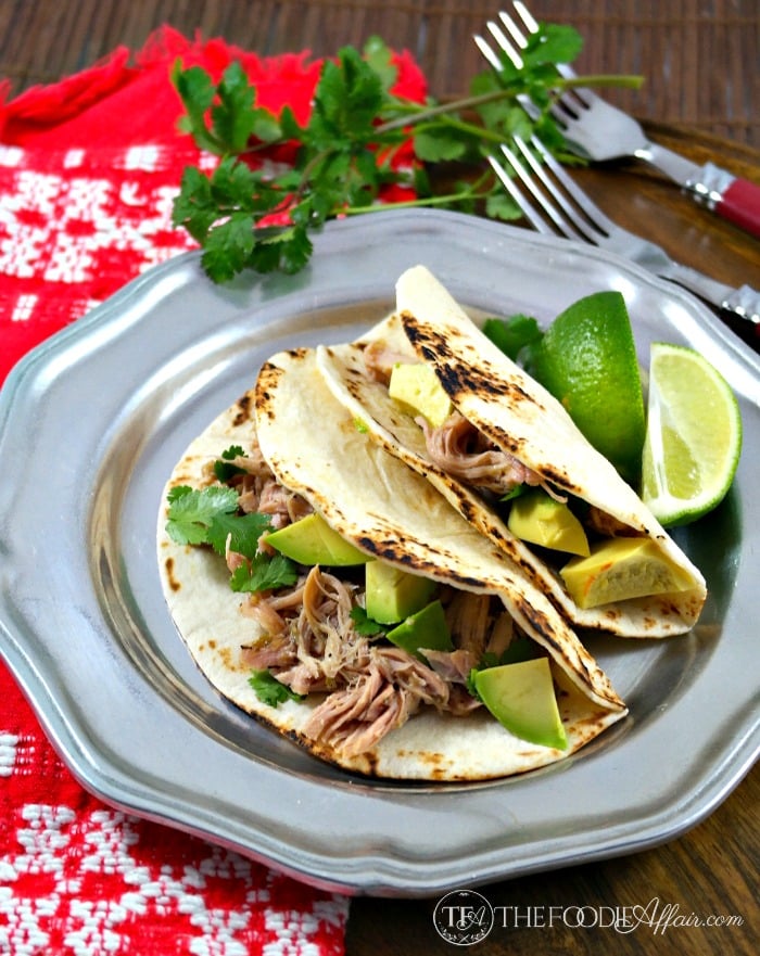 Slow Cooker Salsa Verde Chicken Tacos - The Foodie Affair
